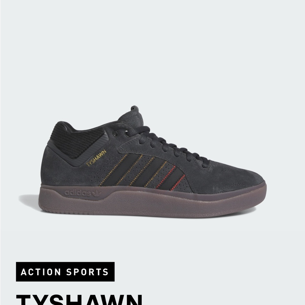 Adidas Tyshawn Black with Red and Gold Accents